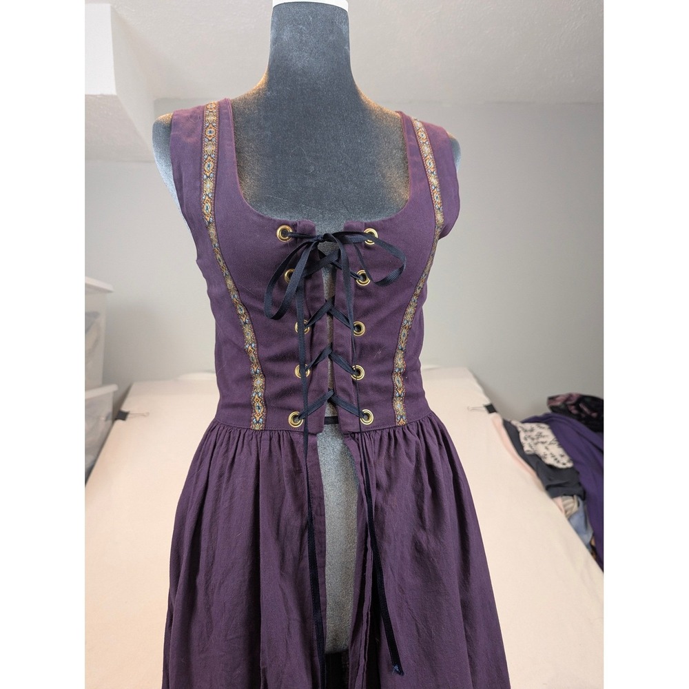 Purple Laced Corset Maxi Renaissance Holy Festival Folk Whimsygoth Alpine Dress - Picture 5 of 16
